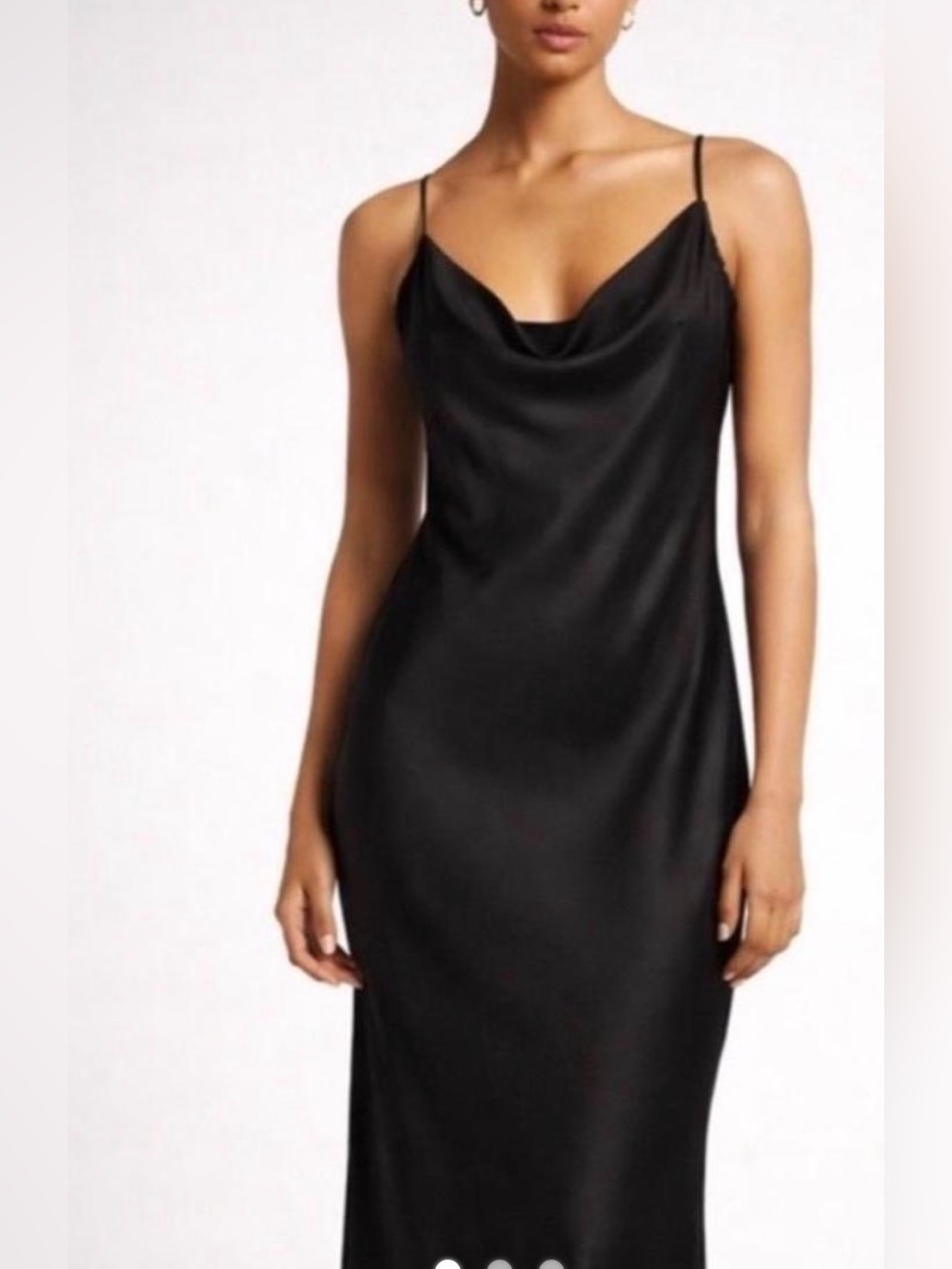 Black Satin Cowl Neck Slip Dress